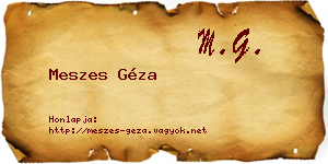 Meszes Géza névjegykártya